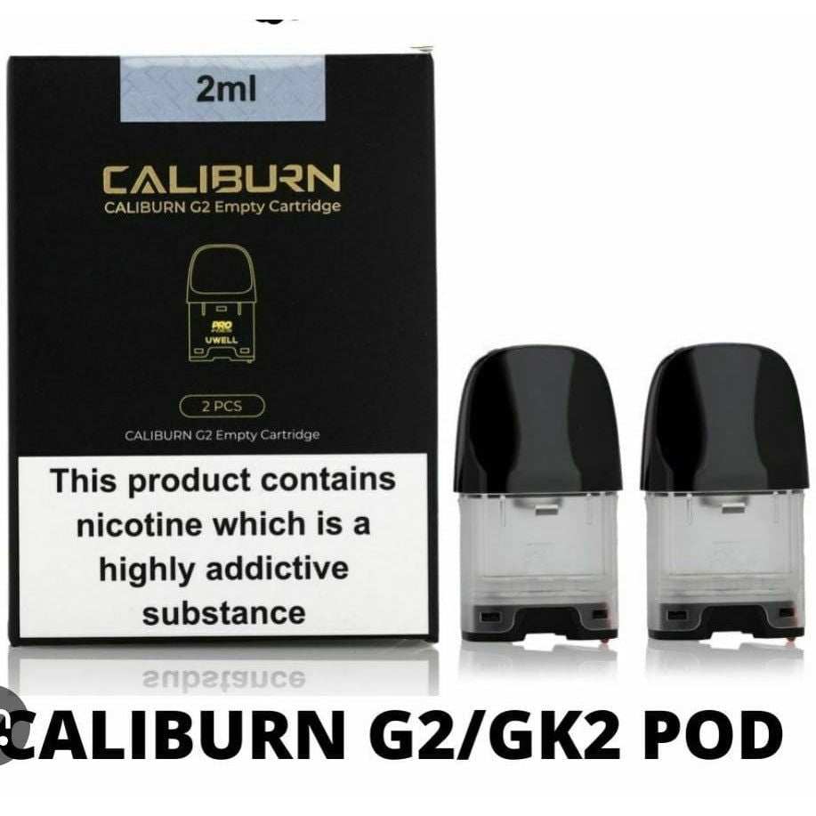 UWELL CALIBURN G2 empty vape pods with 2ml capacity, leak-proof and flavor-pure, set of 2 cartridges for nicotine salt e-liquids