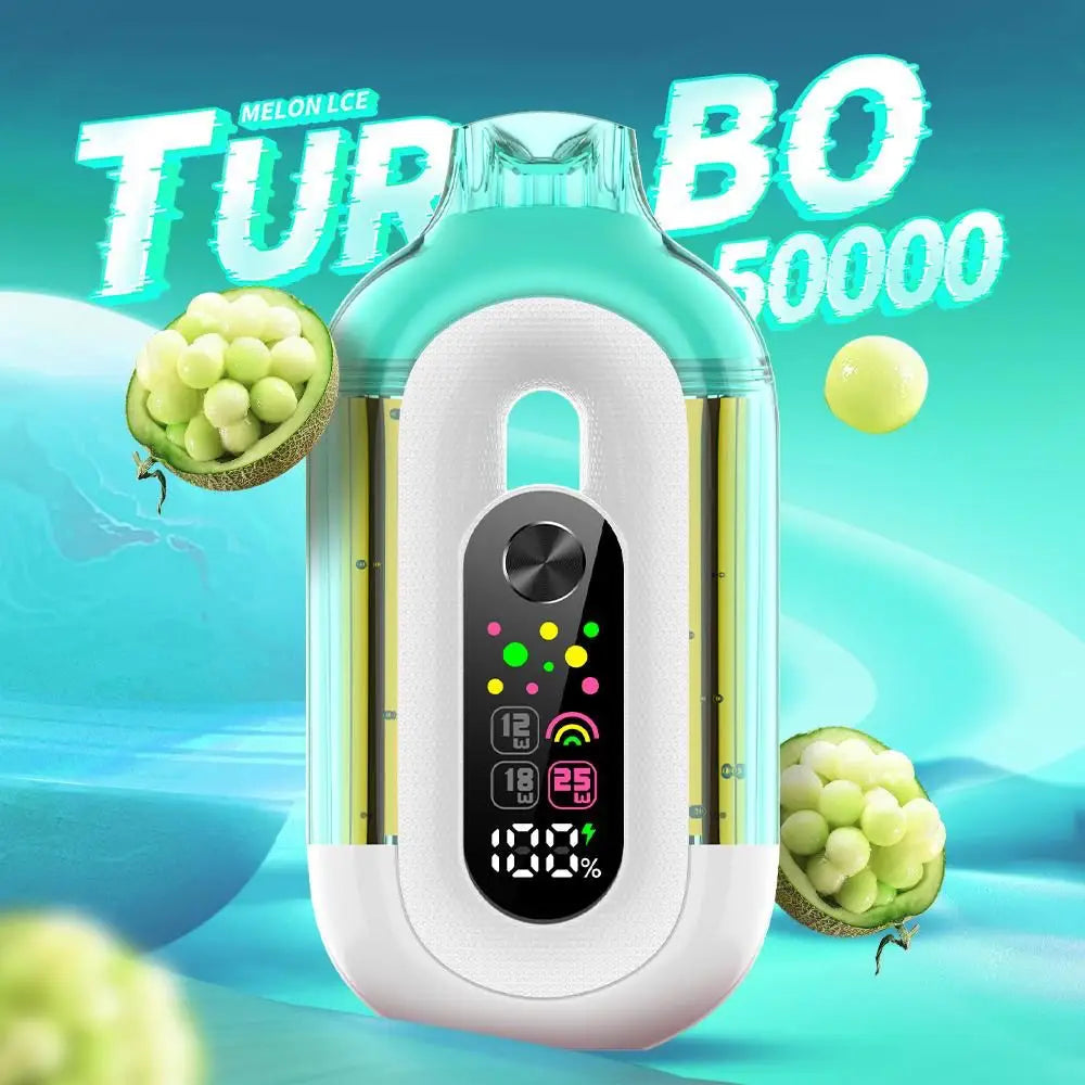 Portable device with digital display on a blue background with text and graphics