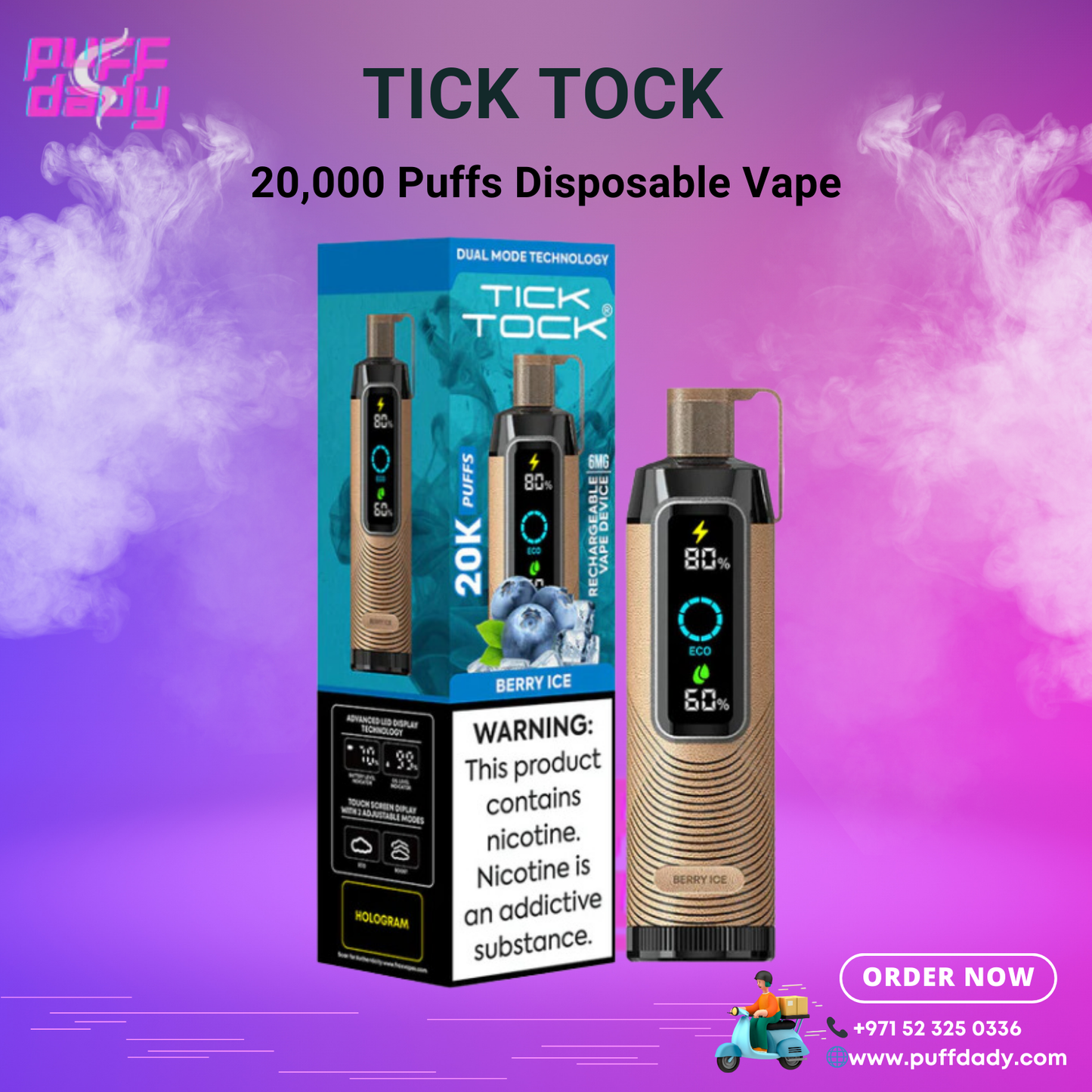 TICK TOCK 20000 PUFFS Disposable Vape in Dubai