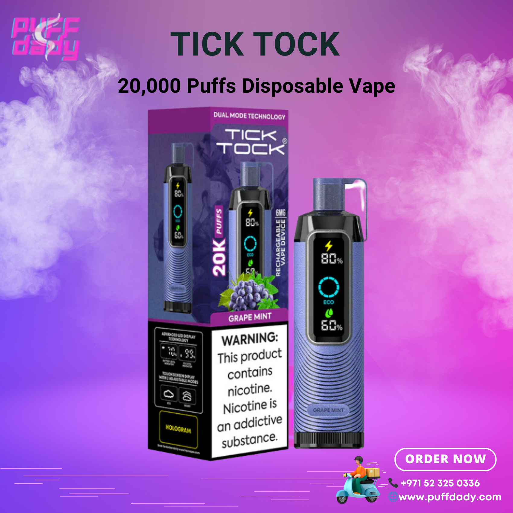 TICK TOCK 20000 PUFFS Disposable Vape in Dubai