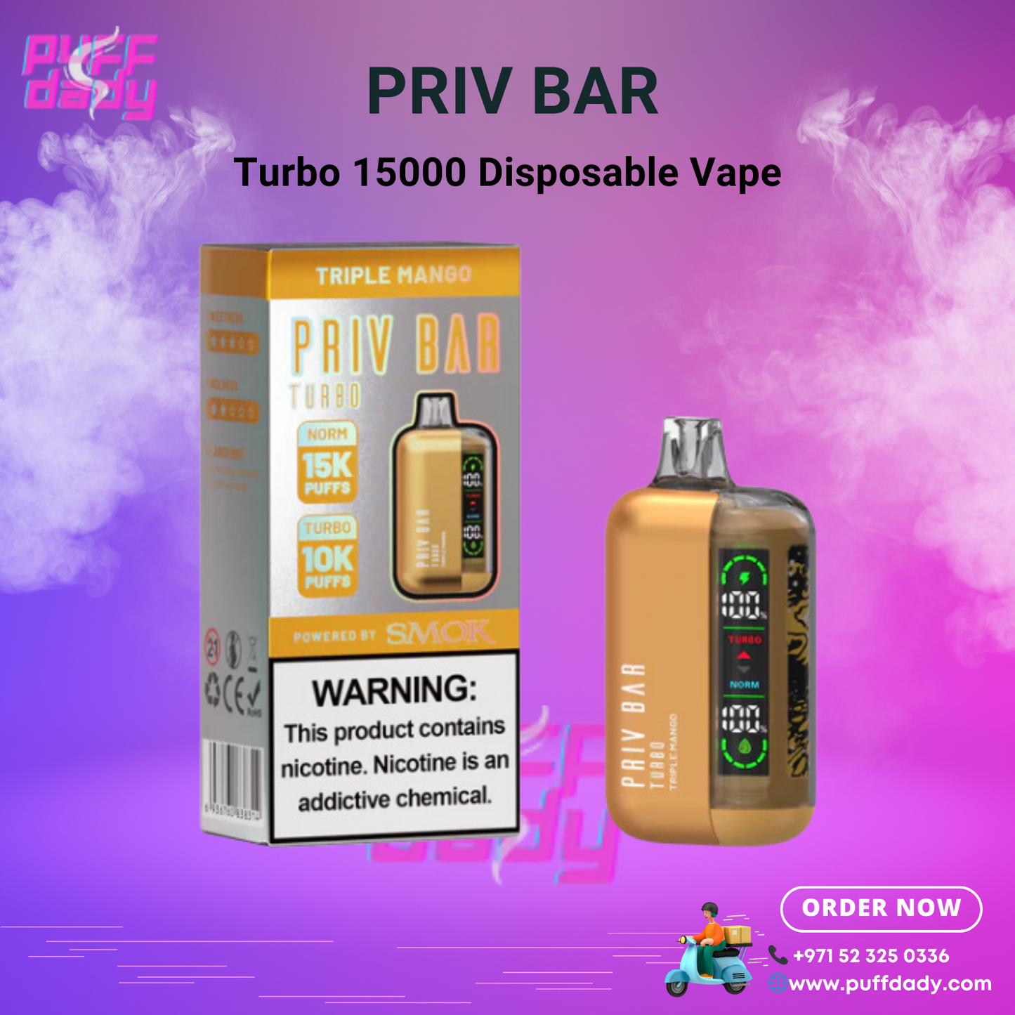 Priv Bar Turbo 15000 Puffs Disposable Vape in UAE