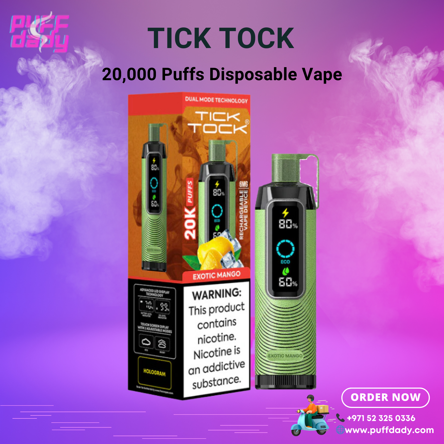 TICK TOCK 20000 PUFFS Disposable Vape in Dubai