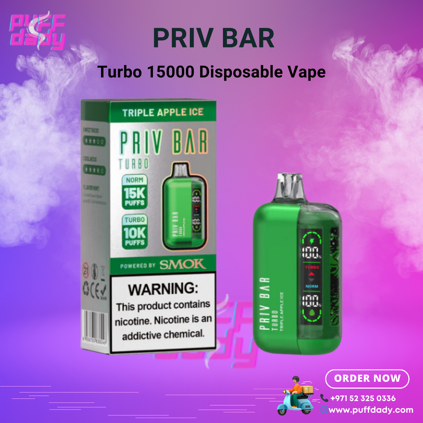 Priv Bar Turbo 15000 Puffs Disposable Vape in UAE