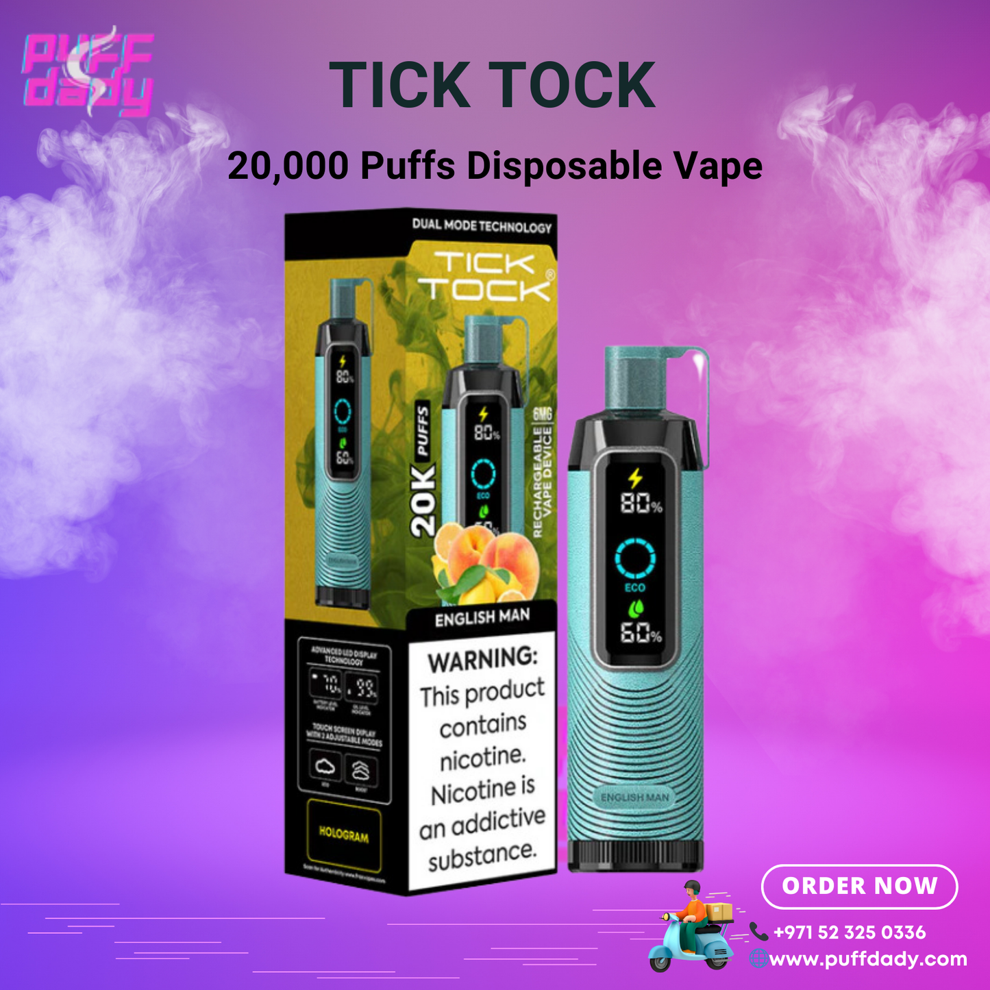 TICK TOCK 20000 PUFFS Disposable Vape in Dubai