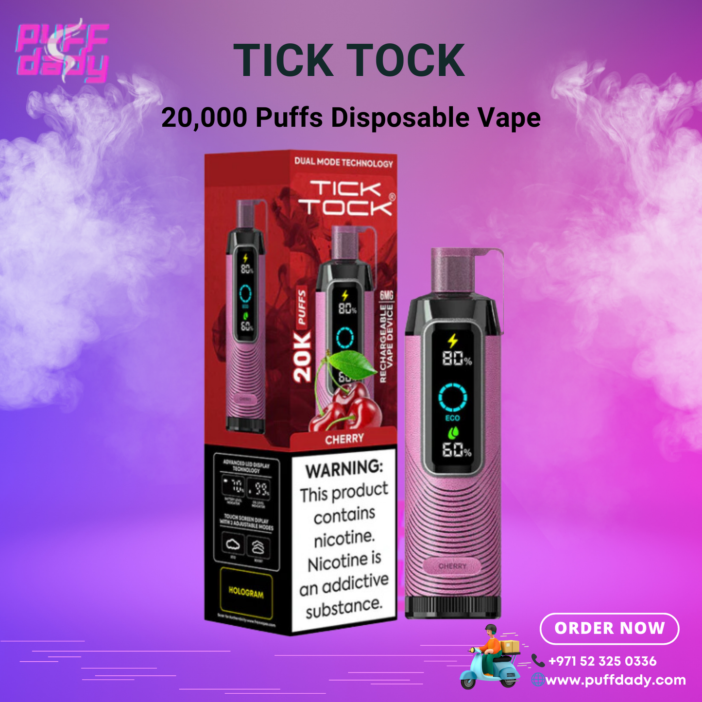 TICK TOCK 20000 PUFFS Disposable Vape in Dubai