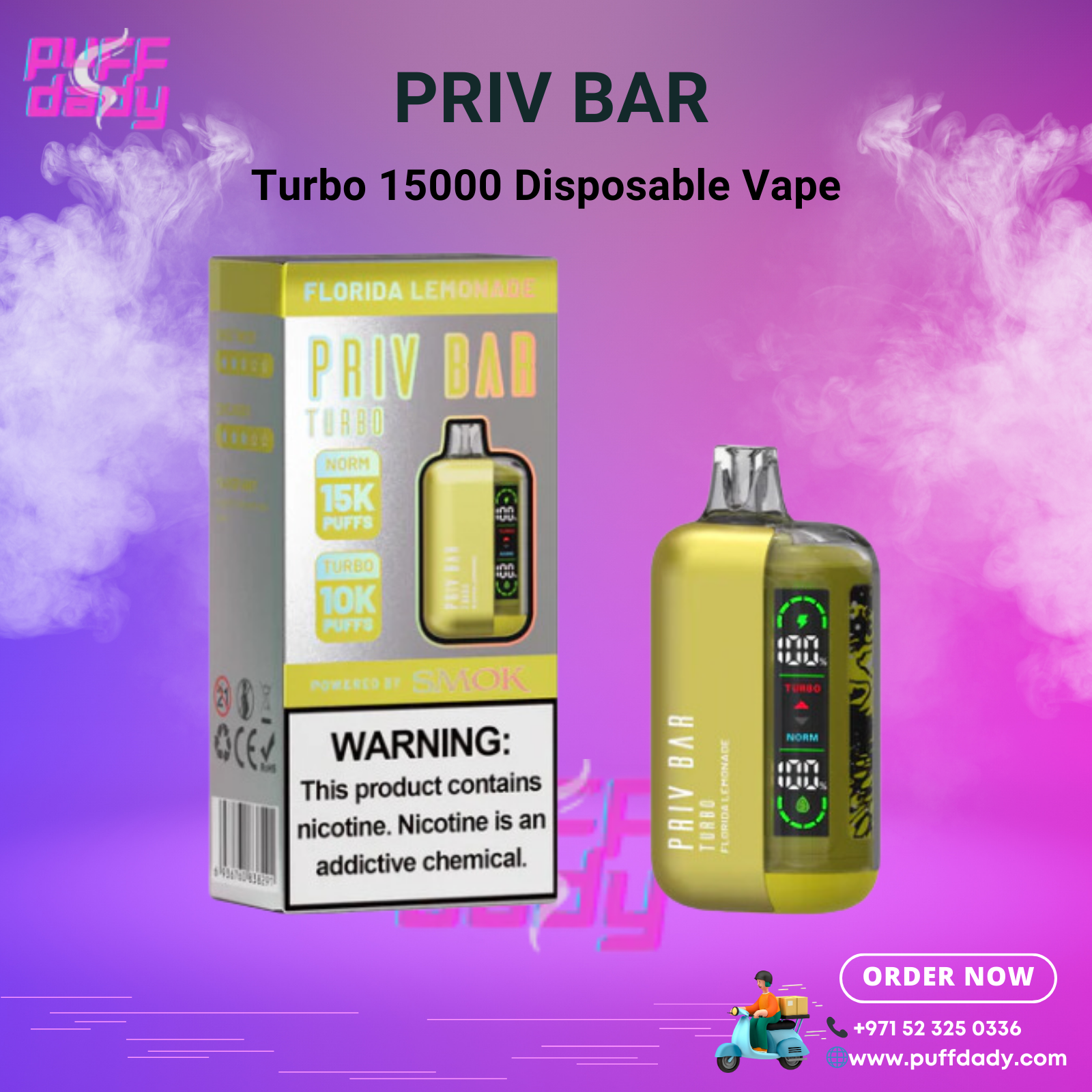 Priv Bar Turbo 15000 Puffs Disposable Vape in UAE