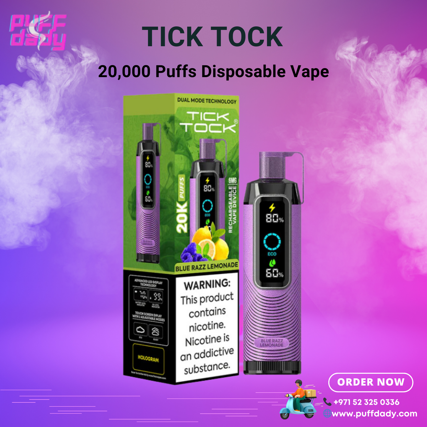 TICK TOCK 20000 PUFFS Disposable Vape in Dubai