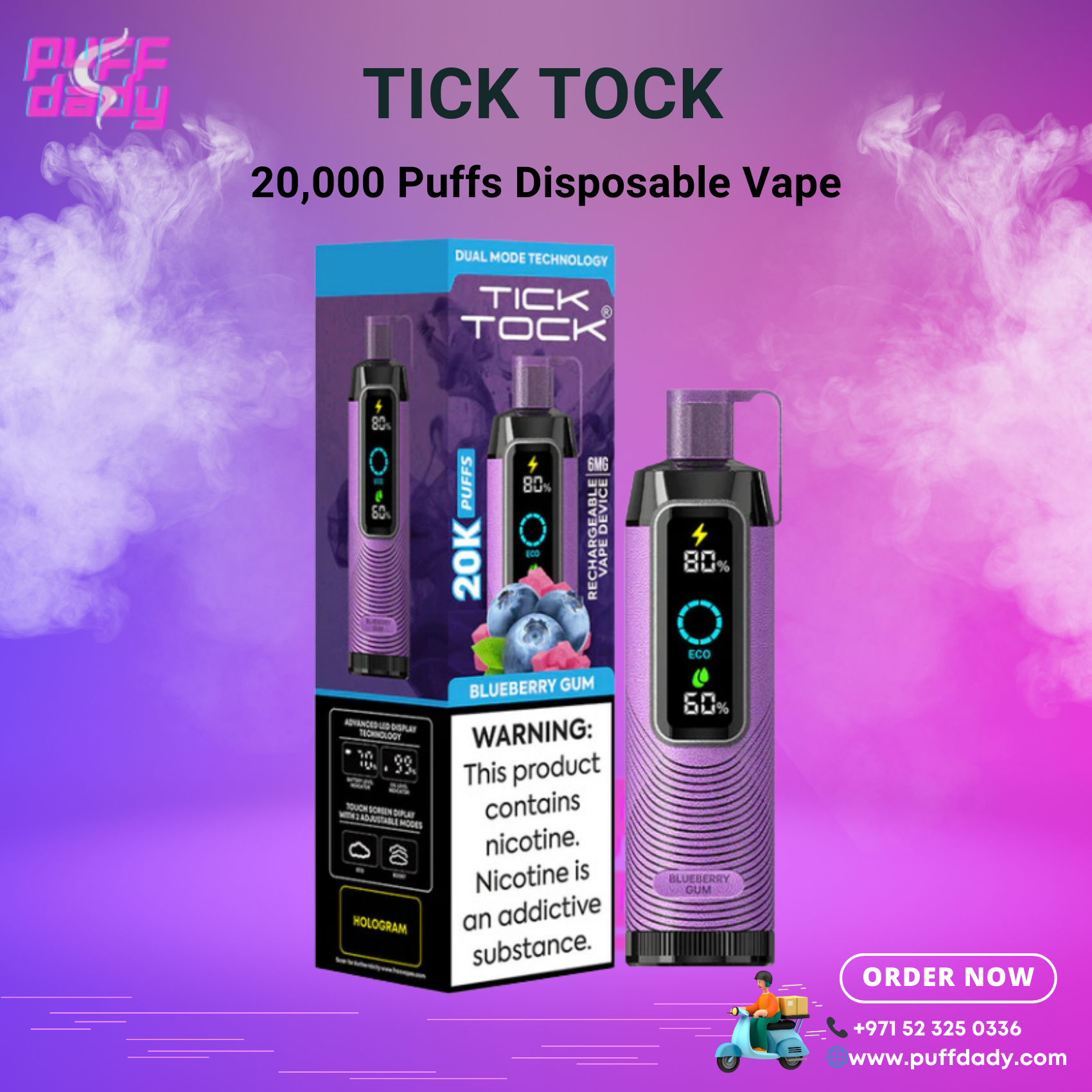 TICK TOCK 20000 PUFFS Disposable Vape in Dubai