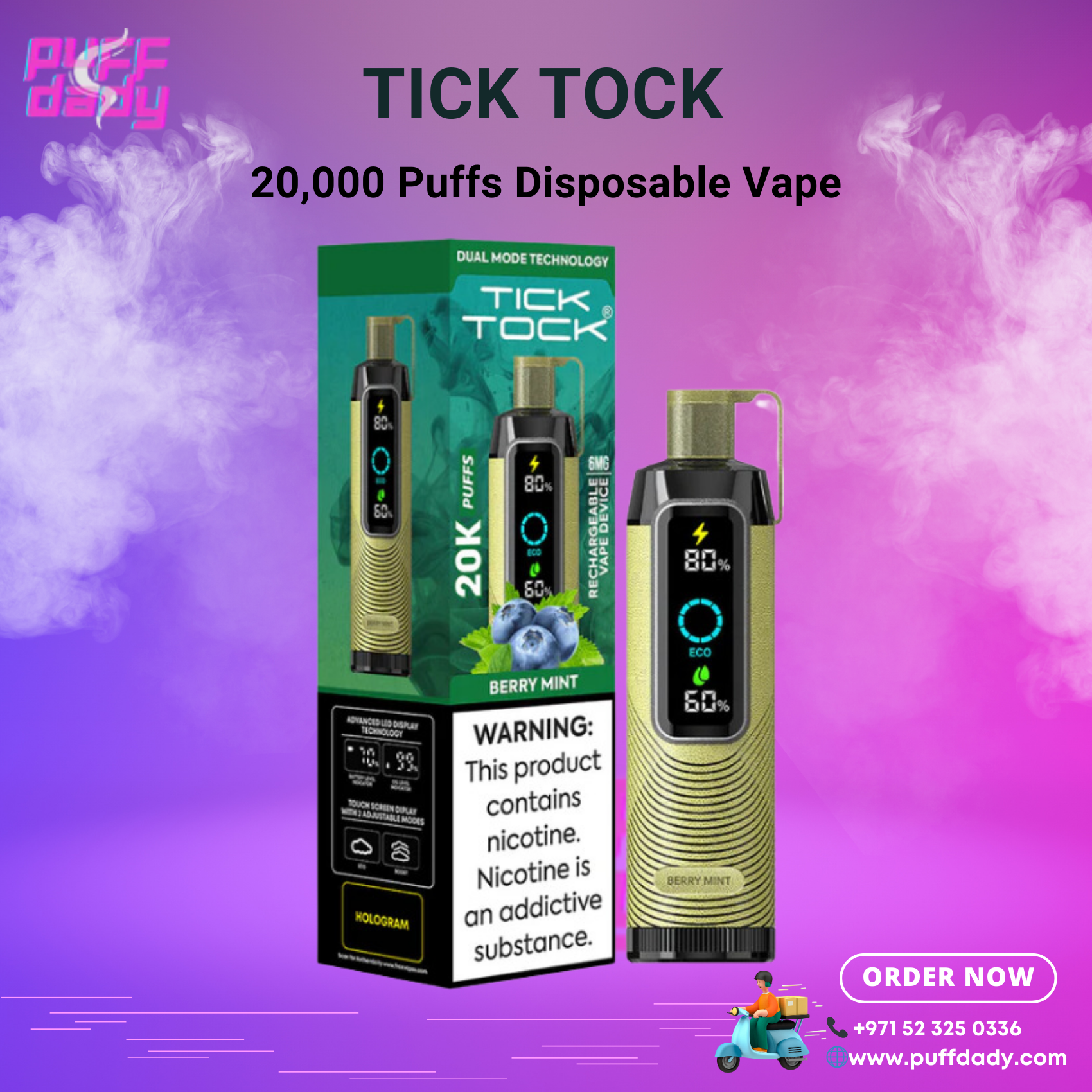 TICK TOCK 20000 PUFFS Disposable Vape in Dubai