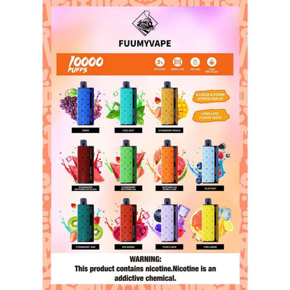 Fummy vape 10000 puff rechargeable disposable vape with 5% nicotine in multiple flavors and long-lasting battery
