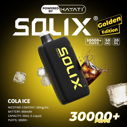 SOLIX vape device with cola ice flavor on a dark background