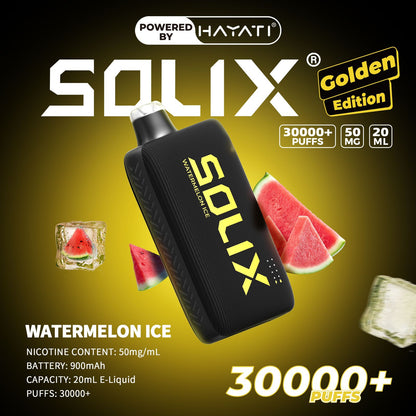 SOLIX vape device with watermelon ice flavor on a dark background