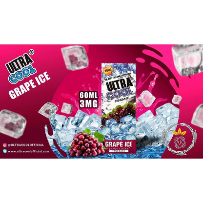Ultra Cool Freebase Grape Ice 60ML 3MG vape juice with cooling ice and grape flavor