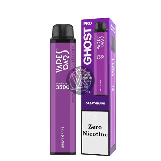 Ghost Pro 3500 Puffs disposable vape device in purple with great grape flavor and zero nicotine.