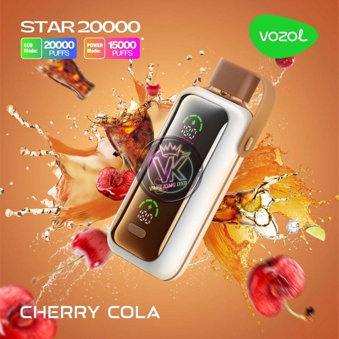 cherry and cola flavors of Vozol Star 20000 puffs dual power