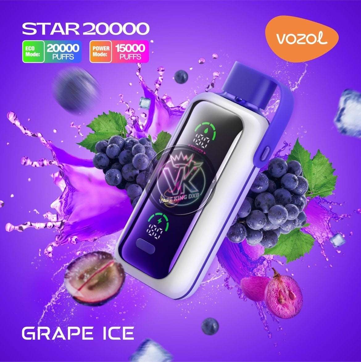 grape ice flavor of Vozol Star 20000 puffs dual power
