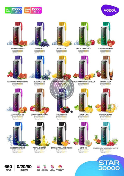all favors of Vozol Star 20000 puffs dual power