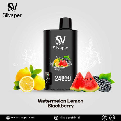 Silvaper vape device with fruit graphics on a light gray background