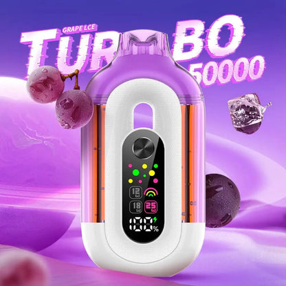 Grape ice turbo device with digital display on a purple background